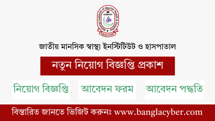 জাতীয় মানসিক স্বাস্থ্য ইনস্টিটিউট ও হাসপাতাল নিয়োগ বিজ্ঞপ্তি